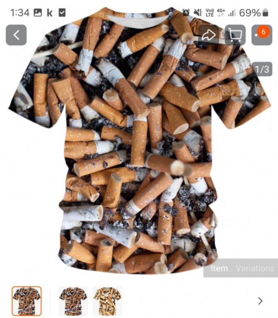 Футболка с принтом сигаретных окурков