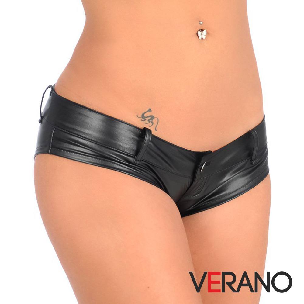 Женские трусики‑треугольники из PU‑кожи с низкой посадкой, пуговицей и ремешком — сексуальное бельё в европейско‑американском стиле