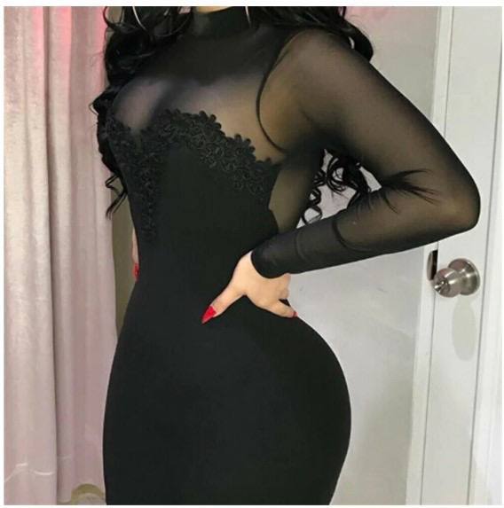 Женское вечернее платье с геометрическим узором, выполненное из полупрозрачного полиэстера, с длинным рукавом и мини-длиной.